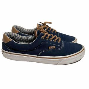 Vans Men's Era 59 C&L Navy Blue Chevron Canvas Leather shoes Men 11